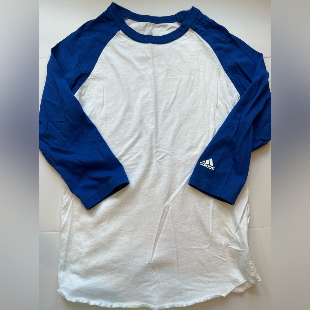 Adidas Kids 3/4 Long Sleeve Blue and White “Baseball”  Tee